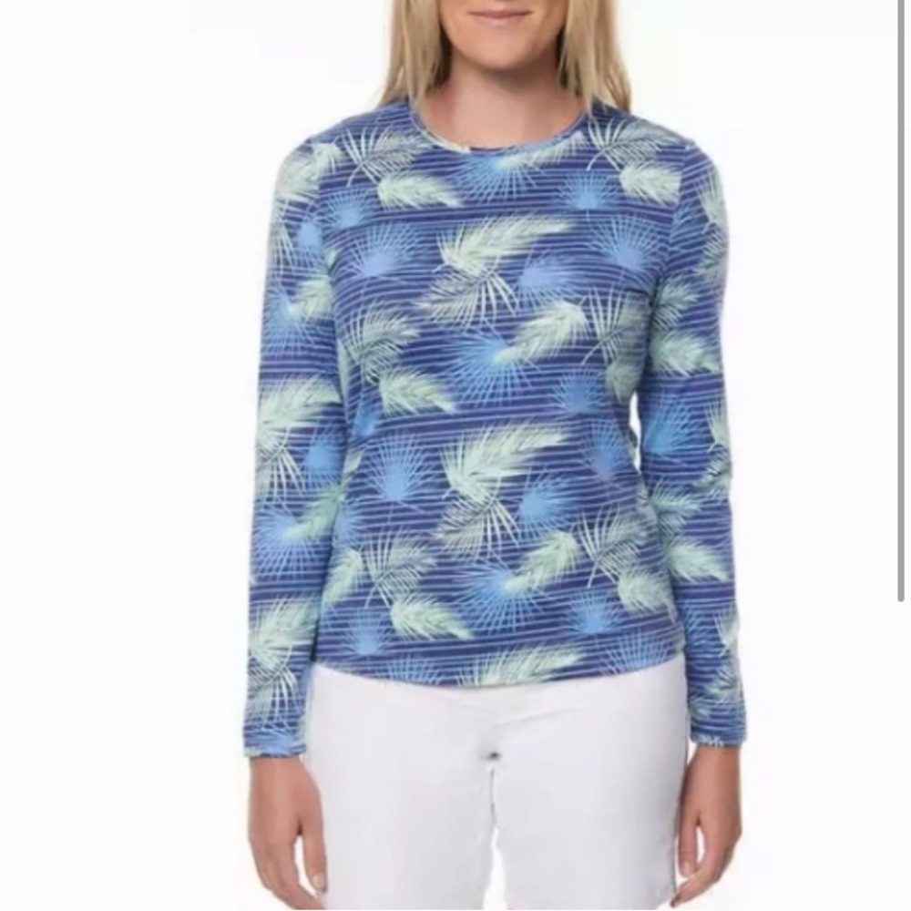 HANG TEN Longsleeve Tropical Leaf Pocket Rash-guard